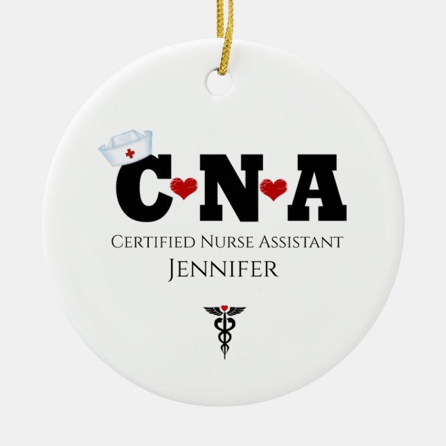 Personalisierte CNA Nurse Weihnachtsfeier Keramikornament (Vorne)