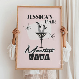 Personalisierte Cocktail Martini Bar Retro Poster