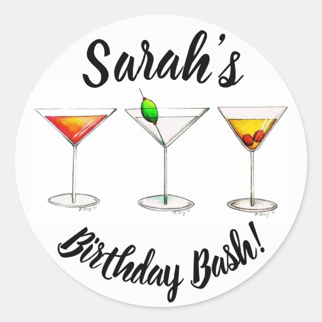 Personalisierte Cocktails zum Bash Party zum 21. G Runder Aufkleber (Vorderseite)