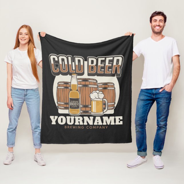 Personalisierte Cold Beer Oak Barrel Brauerei Fleecedecke (Beispiel)
