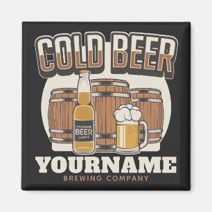 Personalisierte Cold Beer Oak Barrel Brauerei Magnet