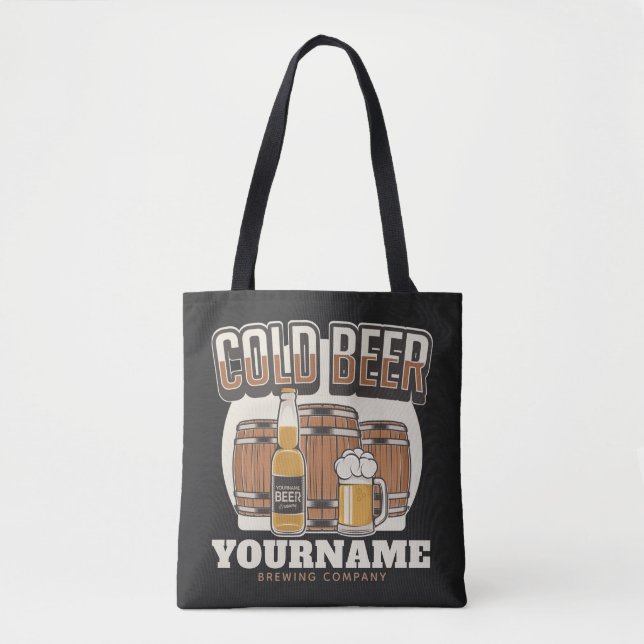 Personalisierte Cold Beer Oak Barrel Brauerei Tasche (Vorderseite)