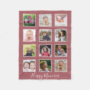 Personalisierte Collage aus 12 Familienfotos in St Fleecedecke