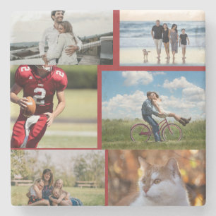 Personalisierte Collage mit 6 Fotos Steinuntersetzer
