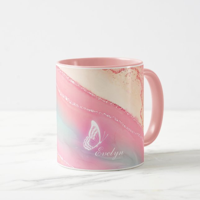 Personalisierte Combo Pink Gold Marbella Tasse (VorderseiteRechts)