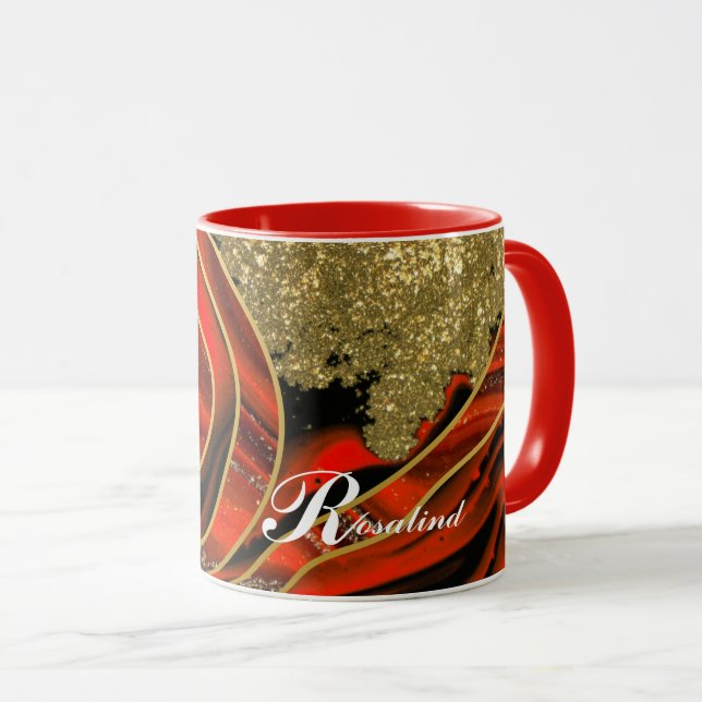 Personalisierte Combo-Tasse: Tasse für rote Akzent (VorderseiteRechts)