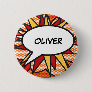 Personalisierte Comic-Book-Pop-Art-Sprechblase Button