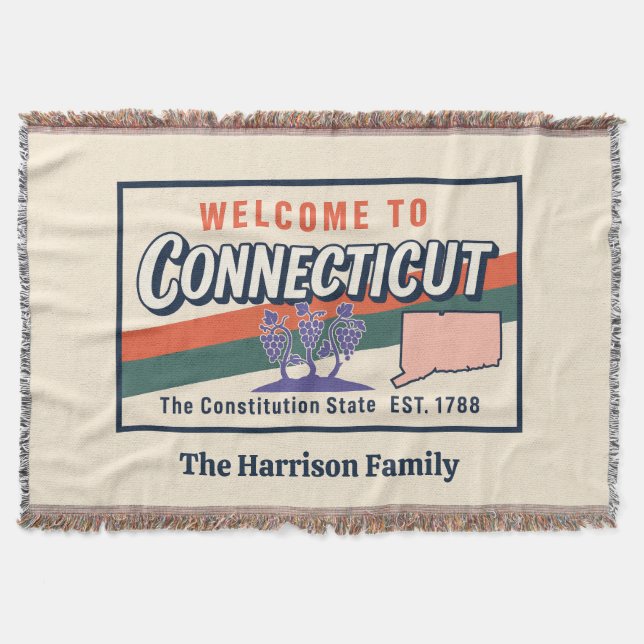 Personalisierte Connecticut-Wurfdecke Decke (Vorderseite)