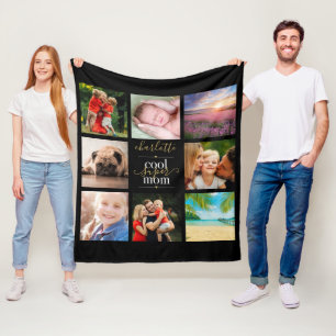 Personalisierte Cool Super Mom 8 Foto Collage Fleecedecke