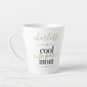 Personalisierte Cool Super Mom Black And Gold Latt Milchtasse
