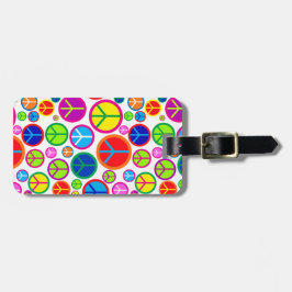 Personalisierte coole bunte Groovy Friedenssymbole Gepäckanhänger