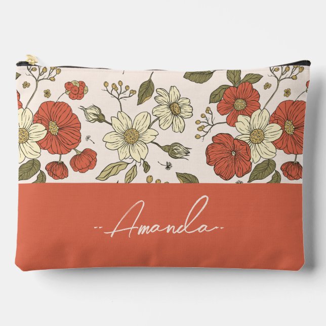 Personalisierte coole Kalligraphie Blumenmuster Pi Zubehörtasche (Vorderseite)