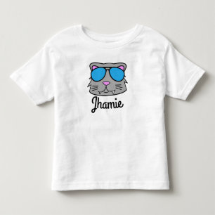 Personalisierte coole Katze Kleinkind T-shirt