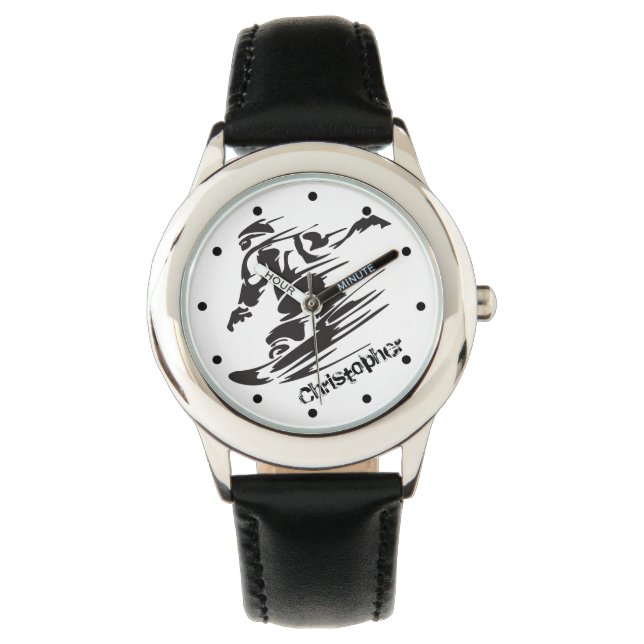 Personalisierte Coole Snowboarden Kinder beobachte Armbanduhr (Vorderseite)