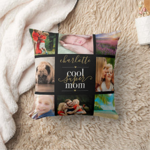 Personalisierte Coole Super-Mama 8 Foto-Collage Kissen