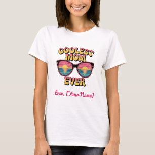 Personalisierte Coolste Mama Retro-Sonnenbrille T-Shirt