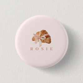 Personalisierte Coquette Croissant Pink Ribbon Button