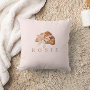 Personalisierte Coquette Croissant Pink Ribbon Kissen
