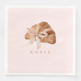 Personalisierte Coquette Croissant Pink Ribbon Serviette