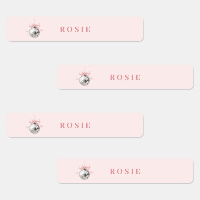 Personalisierte Coquette Diskothek Ball Rosa Band Etiketten (Gruppe)