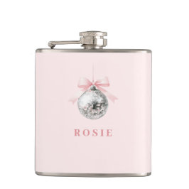 Personalisierte Coquette Diskothek Ball Rosa Band Flachmann