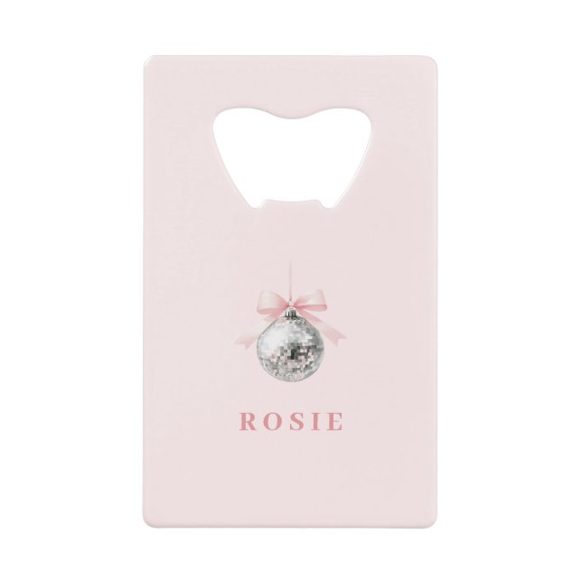 Personalisierte Coquette Diskothek Ball Rosa Band Geldbeutel Flaschenöffner (Vorderseite)
