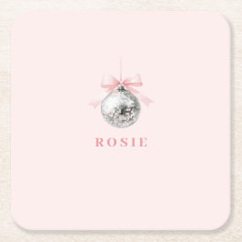 Personalisierte Coquette Diskothek Ball Rosa Band Rechteckiger Pappuntersetzer