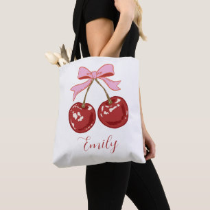 Personalisierte Coquette Kirschschleifen-Name Tasche
