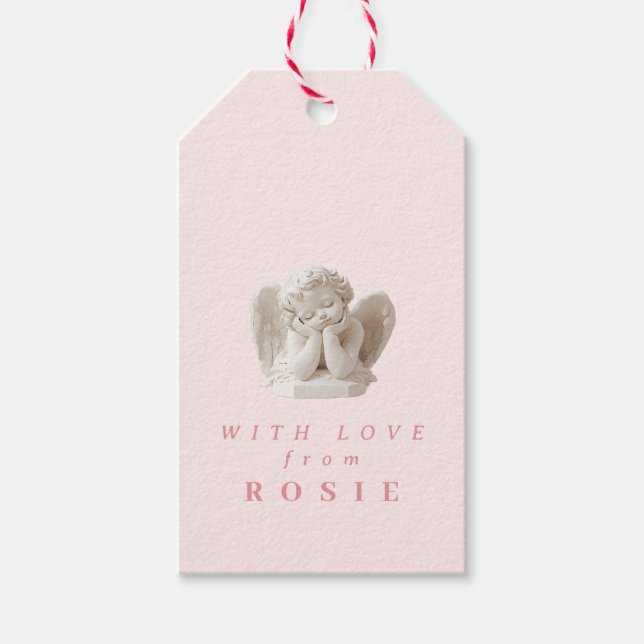 Personalisierte Coquette Schlafen Engel Skulptur Geschenkanhänger (Vorderseite)