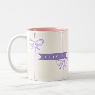 Personalisierte Coquette-Schleifen-Name Mädchenhaf Zweifarbige Tasse