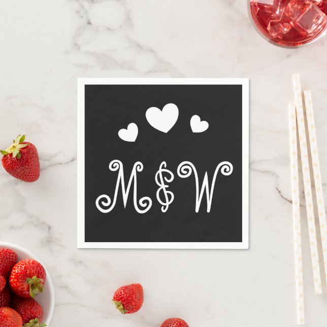 Personalisierte Couple Monogram Liebe Paper Napkin Serviette (Beispiel)