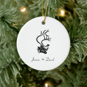 Personalisierte Couple Names Weihnachtsmann Keramik Ornament
