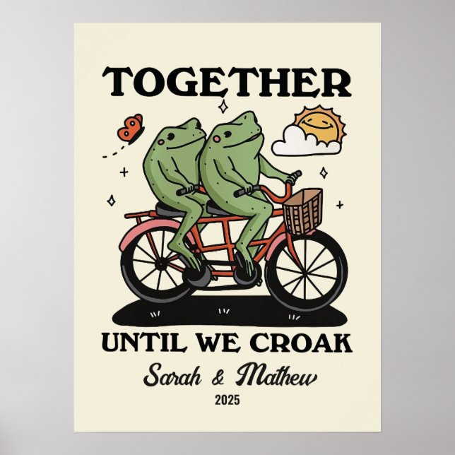 Personalisierte Couple Print, Custom Frog Illustra Poster (Vorne)
