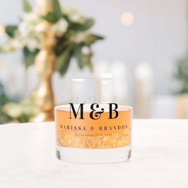 Personalisierte Couple Wedding Monogram Initials Whiskyglas (Insitu (Hochzeit))