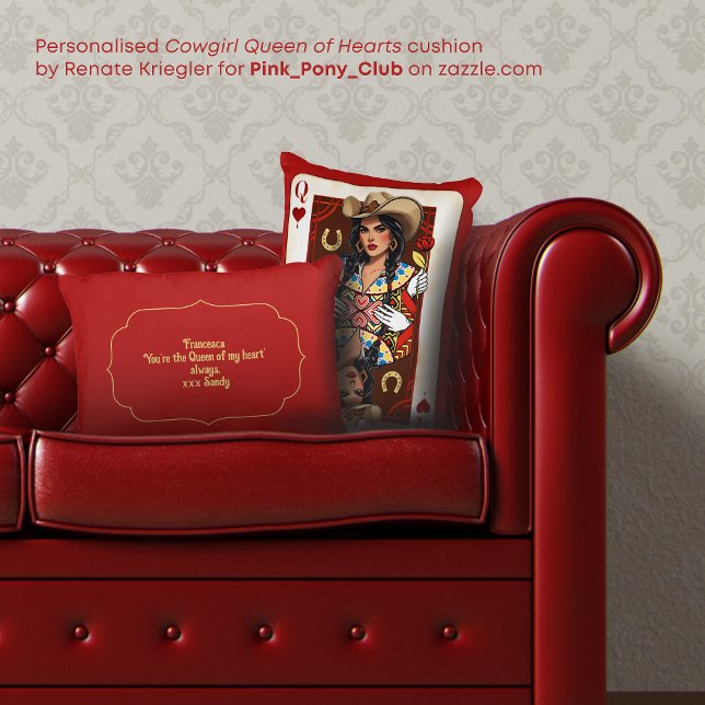 Personalisierte Cowgirl Midwest Queen of Hearts Ca Dekokissen (Von Creator hochgeladen)
