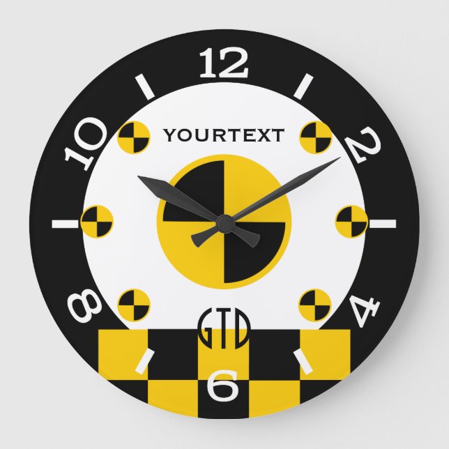 Personalisierte Crash-Test-Marker Graphic-Dial auf Große Wanduhr (Vorderseite)