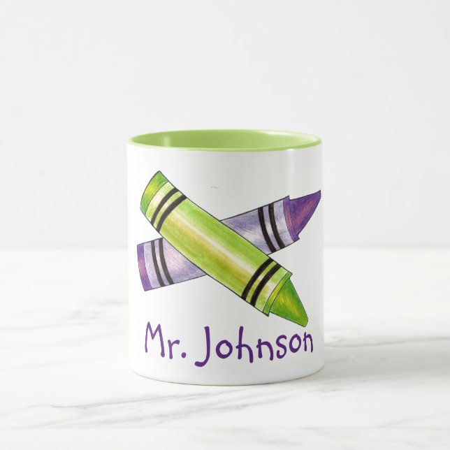 Personalisierte Crayons Art Teacher Artist Geschen Tasse (Zentrum)