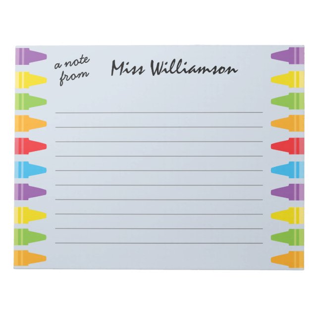 Personalisierte Crayons Lehrer Wertgutscheine Notizblock (Vorderseite)