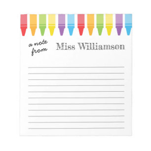 Personalisierte Crayons Lehrer Wertgutscheine Notizblock