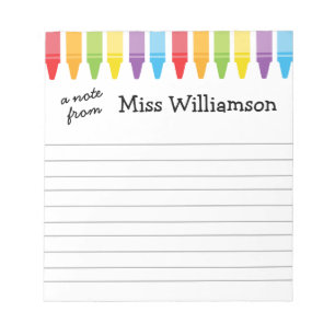 Personalisierte Crayons Lehrer Wertgutschrift Gesc Notizblock