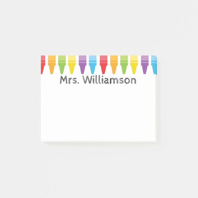 Personalisierte Crayons Lehrerin zurück in die Sch Post-it Klebezettel (Vorderseite)