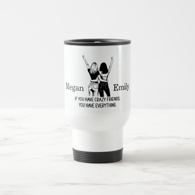 Personalisierte Crazy Friends Reisebecher (Mittel)