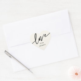 Personalisierte Cream + Schwarz-Liebe-Script-Schri Herz-Aufkleber