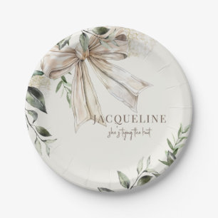 Personalisierte Creme-Festliche Hochzeitsdusche Pappteller