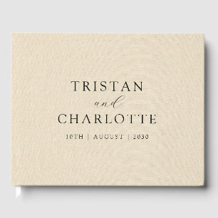 Personalisierte Creme-Imitate Linen Typografie Gästebuch