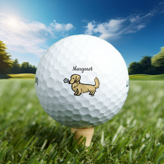 Personalisierte Creme Langhaarige Dackel Golfball