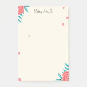 Personalisierte Cremetapierscheine mit Blume Post-it Klebezettel