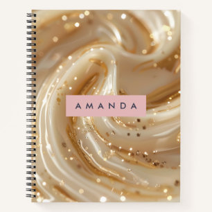 Personalisierte Cremige Karamell-Gold-Strudel Eleg Notizbuch