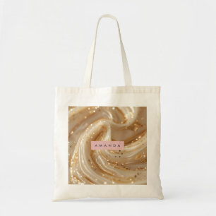 Personalisierte Cremige Karamell-Gold-Swirls Elega Tragetasche