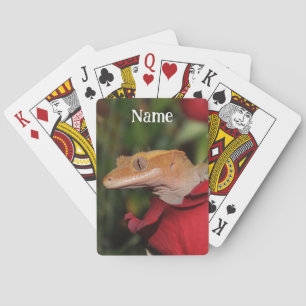 Personalisierte Crested Gecko Lizard auf einer Ros Spielkarten